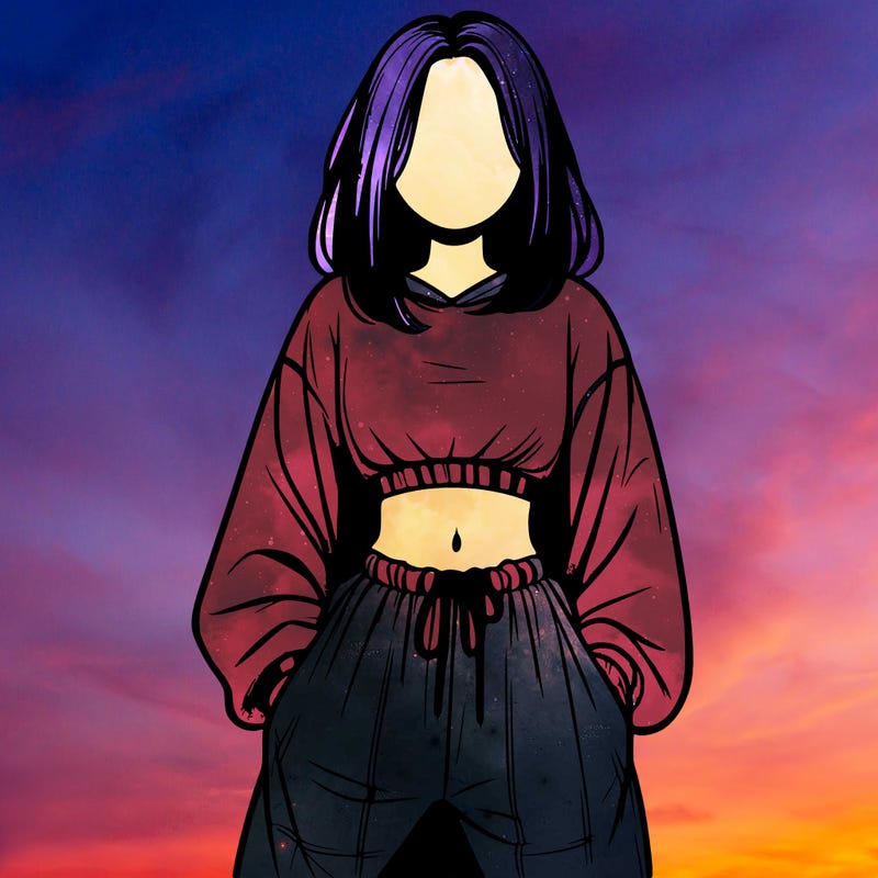 realistic girl faceless with baggy pants and a crop top
