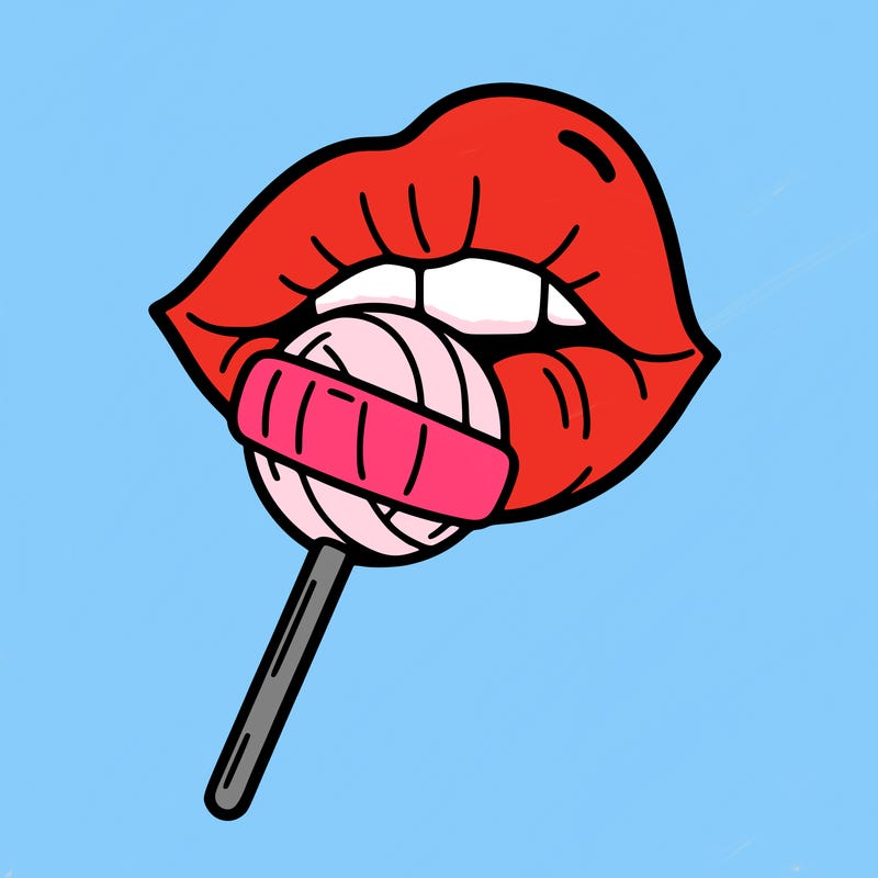 lip with a lolly  pop