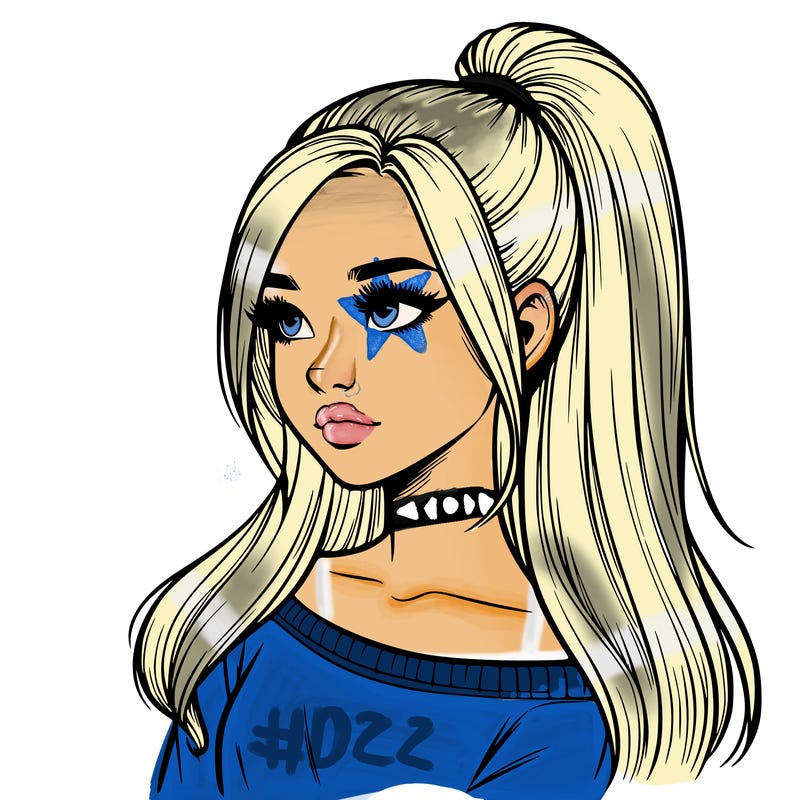 realistic girl with a high ponytail