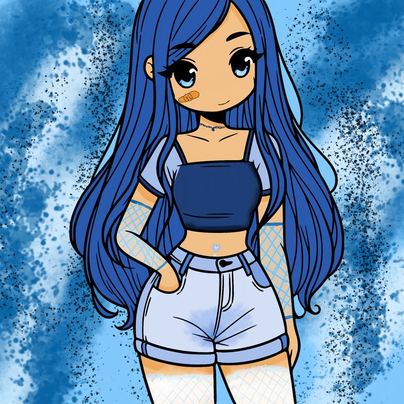 a girl with long hair wearing a crop top and shorts