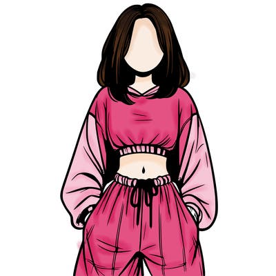 realistic girl faceless with baggy pants and a crop top