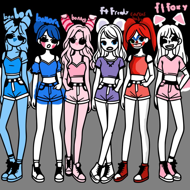 a group of girls wearing crop tops and shorts