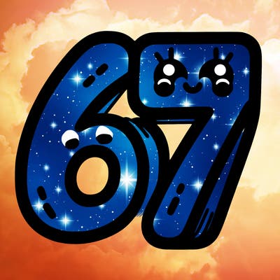 the numbers 67