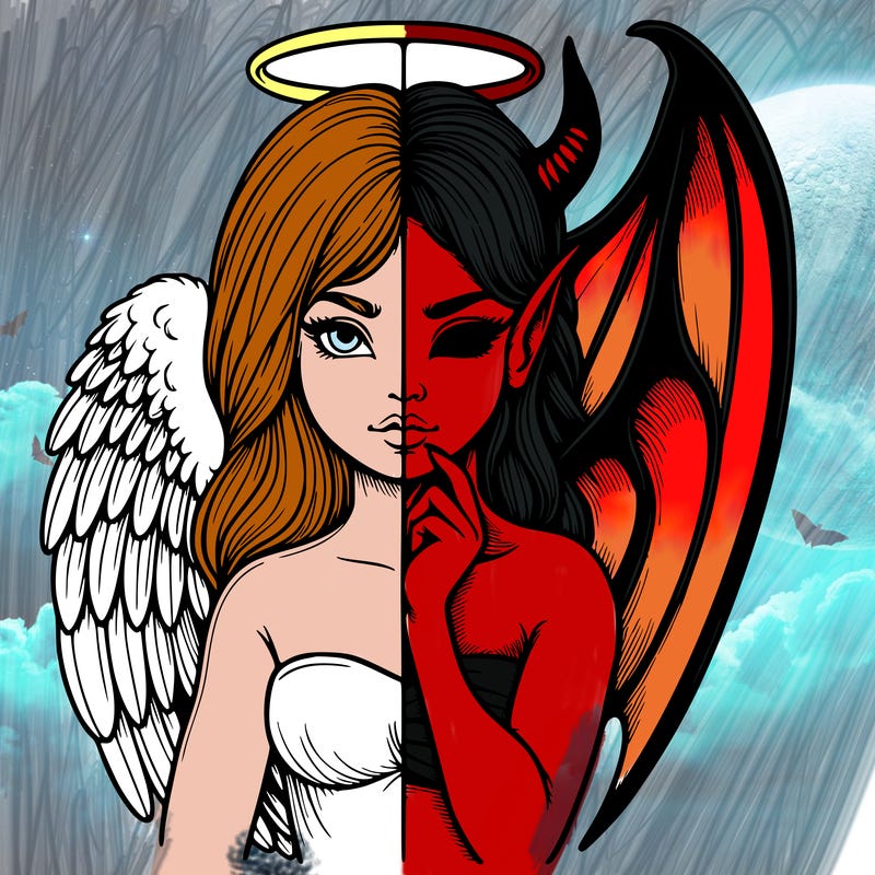 realistic angel half demon