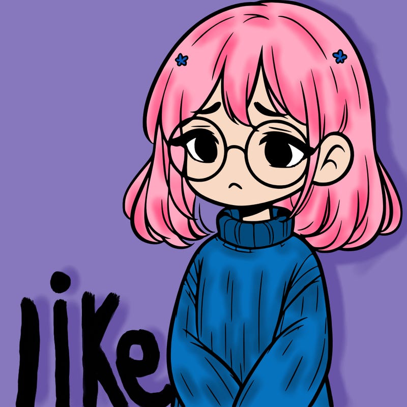 sad girl with glasses in a sweater