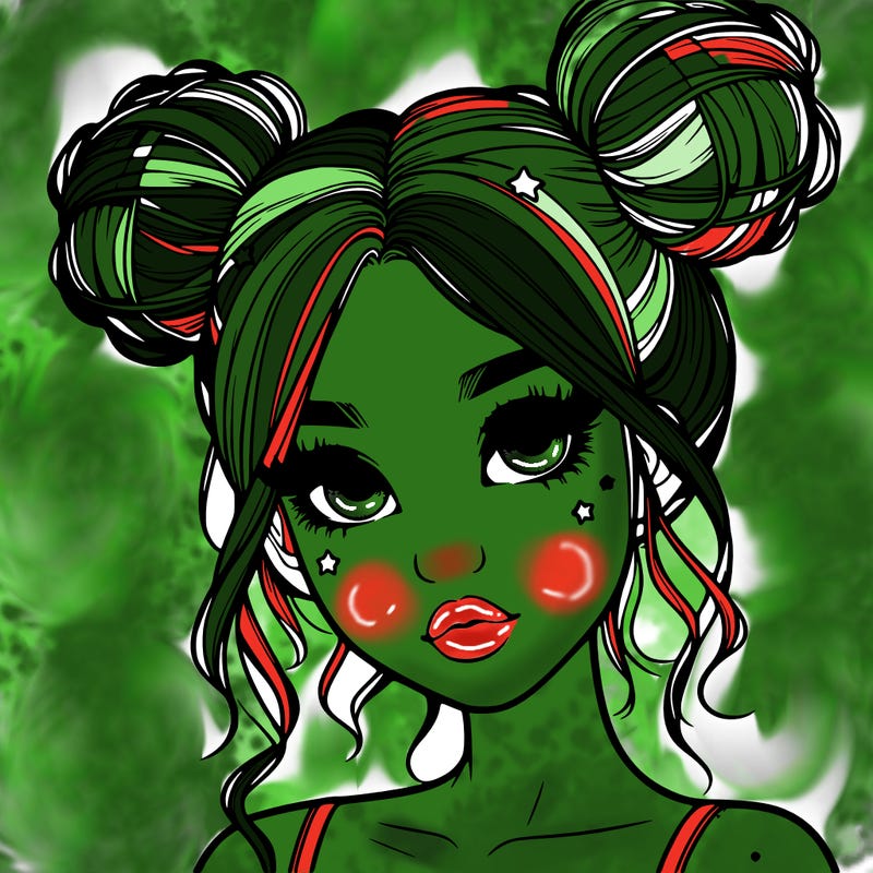 realistic girl with space buns