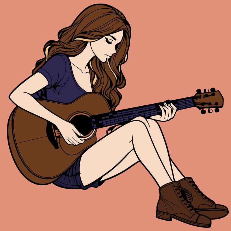 realistic woman play guitar