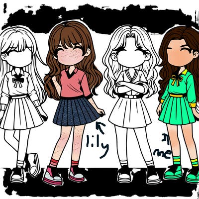 a group of girls realistic"