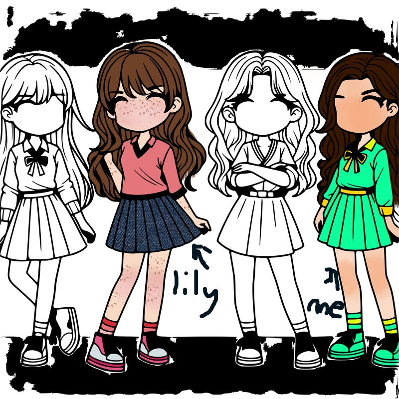 a group of girls realistic"