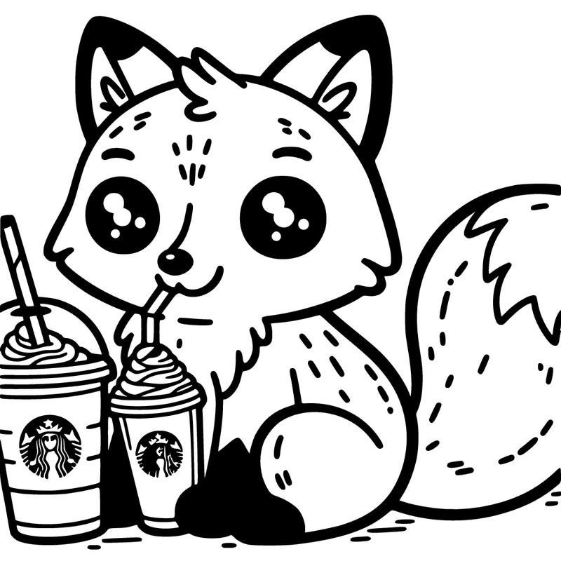 fox with a starbucks pink drink