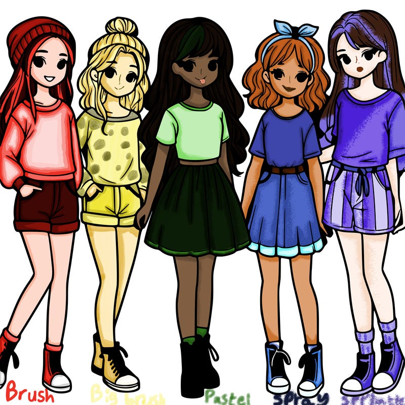 a group of five girls