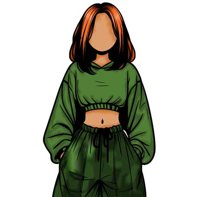 realistic girl faceless with baggy pants and a crop top