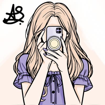 a realistic girl holding her phone taking pictures