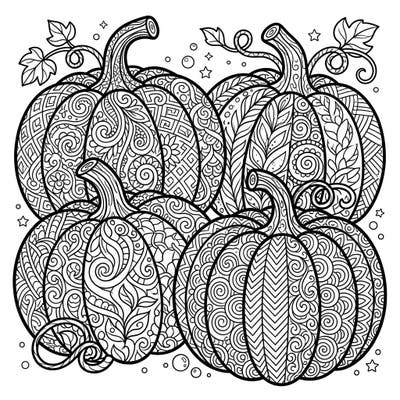 Discover the unique charm of white pumpkins adorned with mesmerizing Zentangle patterns. This intricate design offers a calming and creative escape for all coloring enthusiasts.
