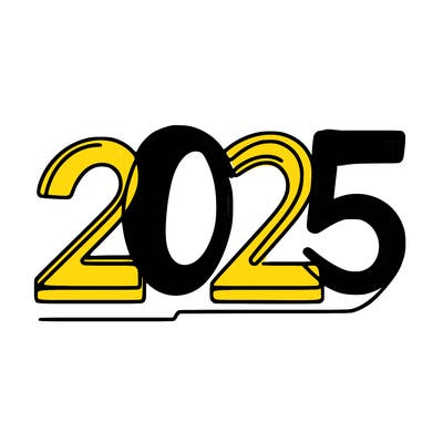 one line numbers sketch design “2025”