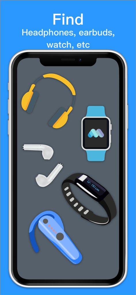 Find My Device-Find Bluetooth - Un smartphone mostrando varios dispositivos Bluetooth rastreables como auriculares, audífonos y relojes inteligentes