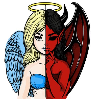 realistic angel half demon