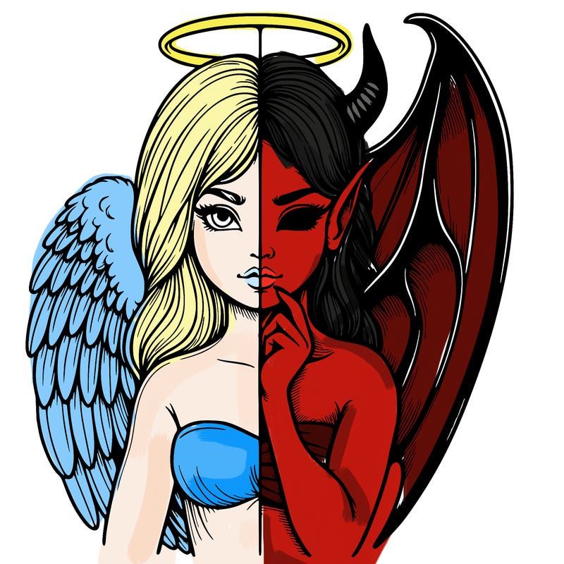 realistic angel half demon