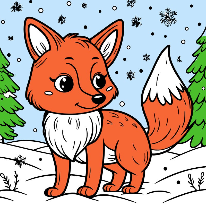a fox in the snow