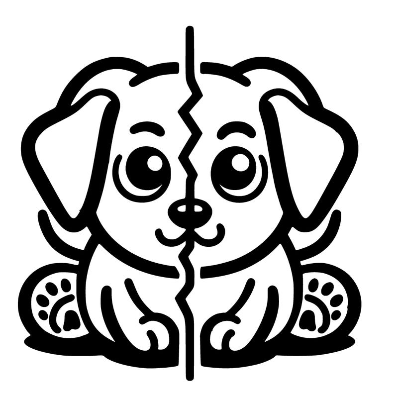 split in half dog drawings