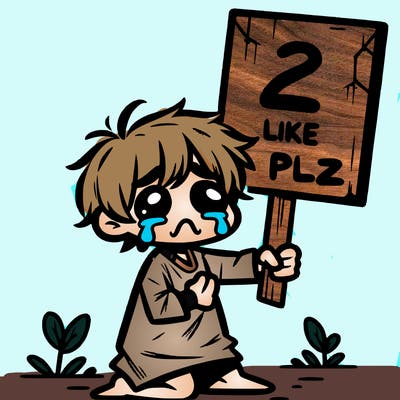 small poor toddler crying with sign that says 2 like plz