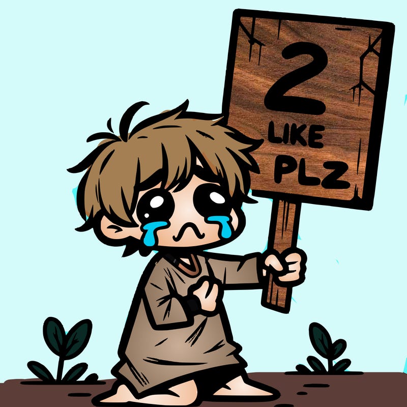 small poor toddler crying with sign that says 2 like plz