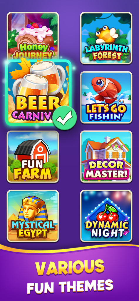 Bingo to Win: Real Cash Prizes - A selection of colorful bingo game themes including Beer Carnival Fun Farm and Mystical Egypt