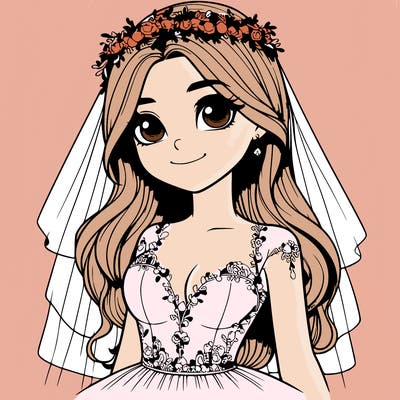 realistic girl in a wedding dress