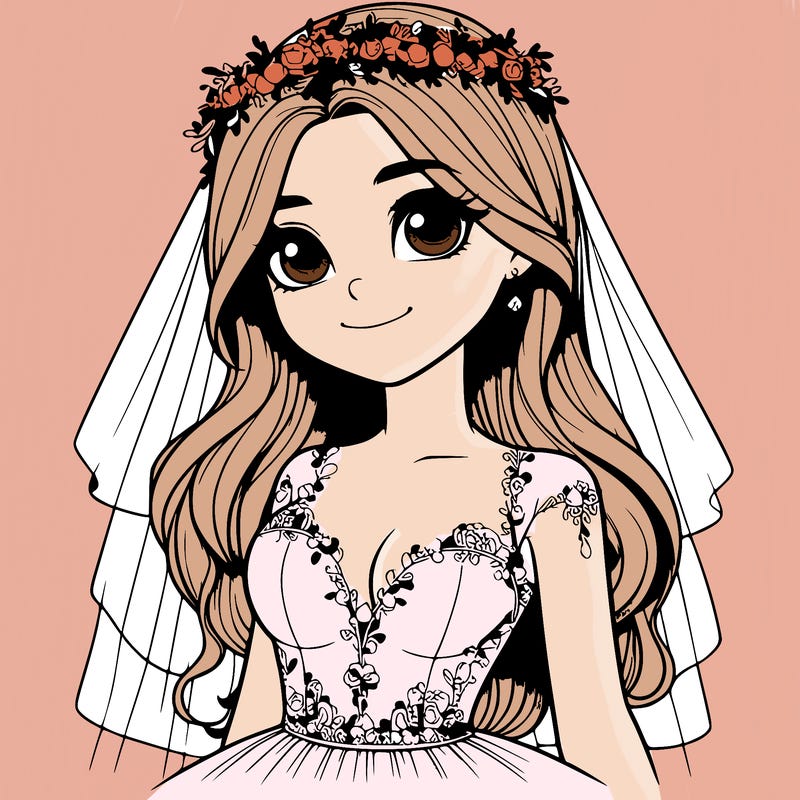 realistic girl in a wedding dress