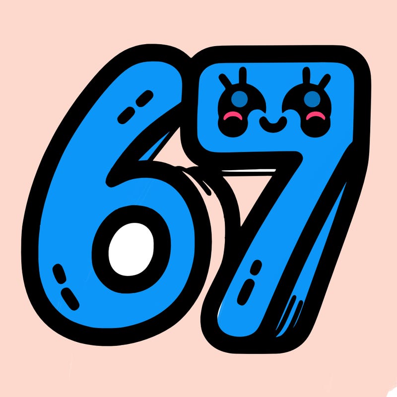 the numbers 67