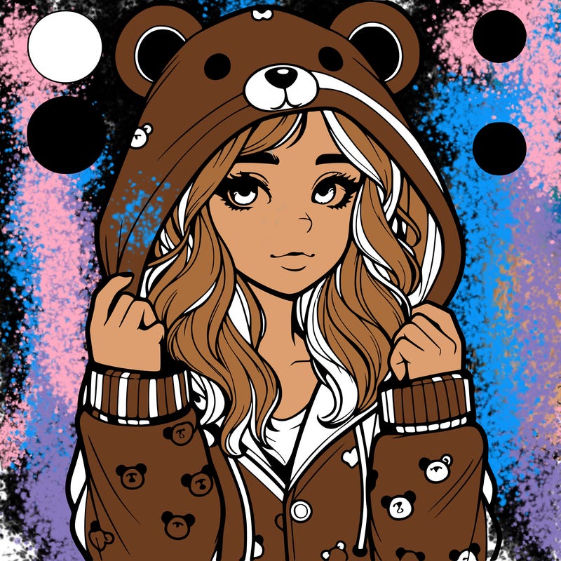 realistic girl in a animal pjs hoodie