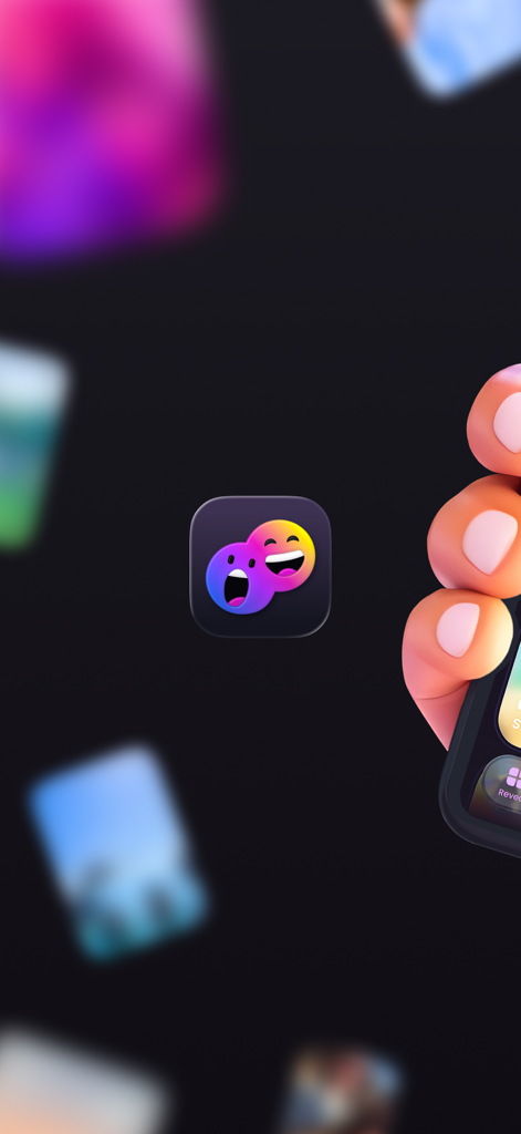 Official Buddies app icon featuring colorful emoji faces with a smartphone held in hand