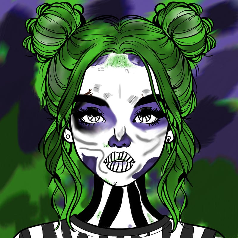 realistic girl with two buns in hair and lips