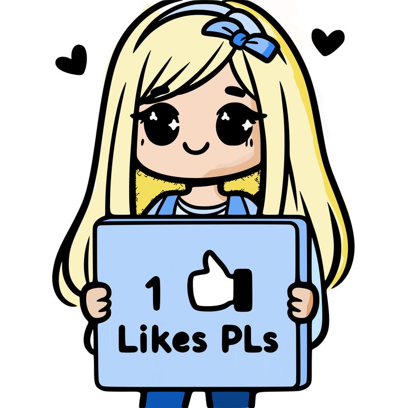 girl holding a sign saying 10 likes pls