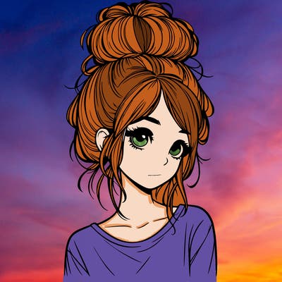 realistic girl with a messy bun