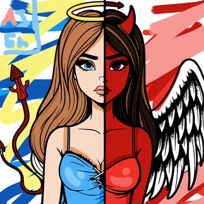 devil vs angel realistic girl