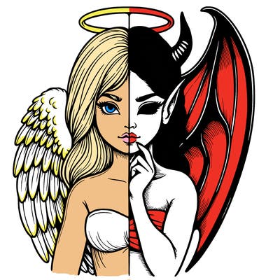 realistic angel half demon