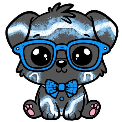 a cute little dog with glasses