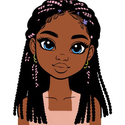 a realistic black girl with braids