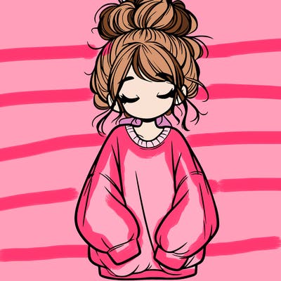 girl with baggy sweatshirt and messy bun