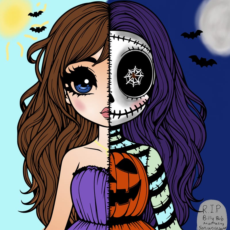 realistic girl halloween split