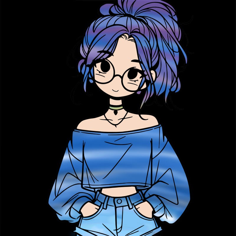 girl with a messy ponytail glasses a baggy crop top and jean shorts