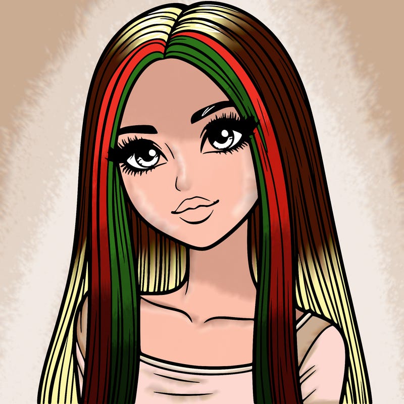realistic girl with straight and long hair