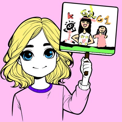 realistic girl holding up a sign