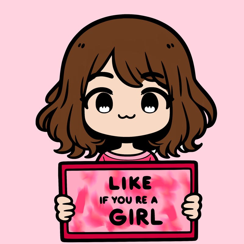 a cute girl holding a sign that says like if you’re a girl