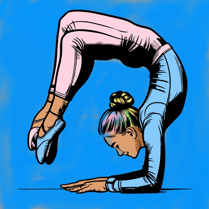 realistic girl doing gymnastics