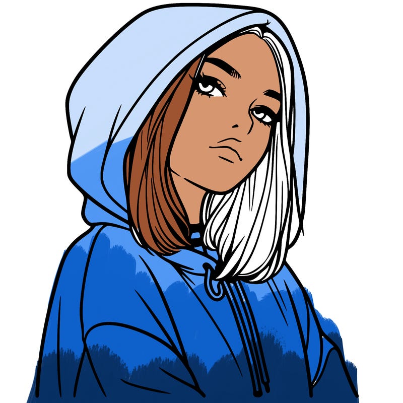 a realistic girl in a hoodie
