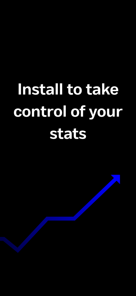 「統計を管理するためにインストール」というテキストと上向きの青い矢印が表示された黒い画面