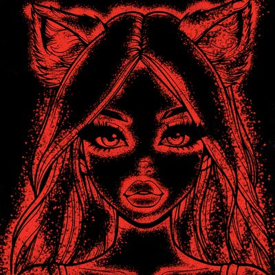 realistic girl with fox ears and realistic lips