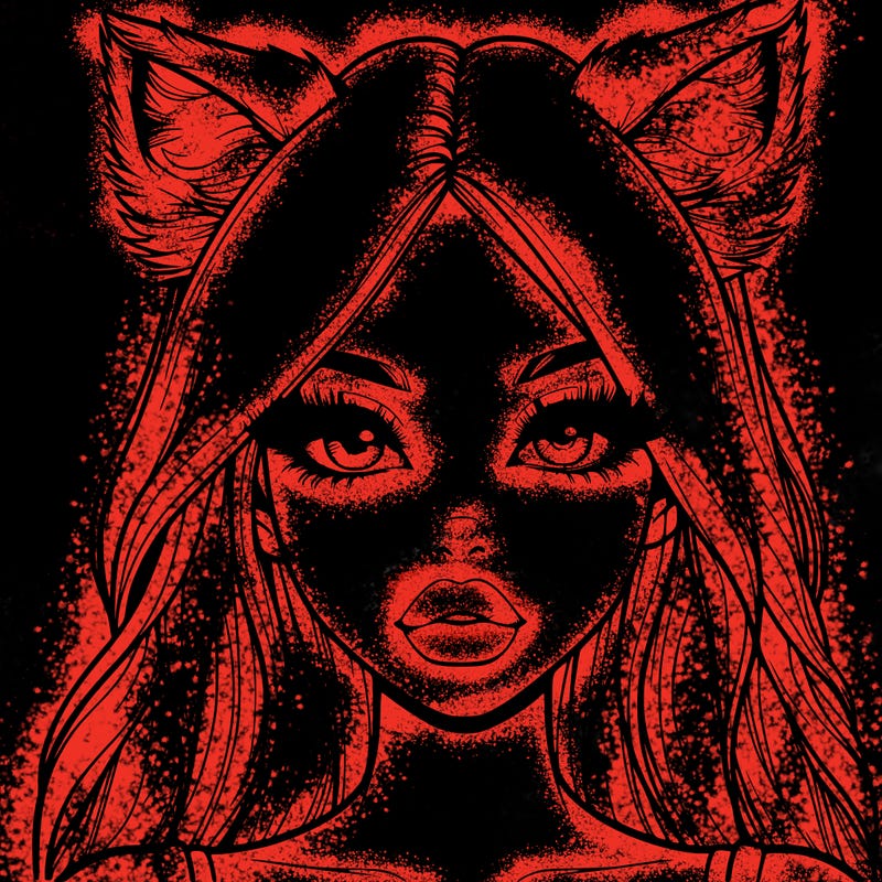 realistic girl with fox ears and realistic lips